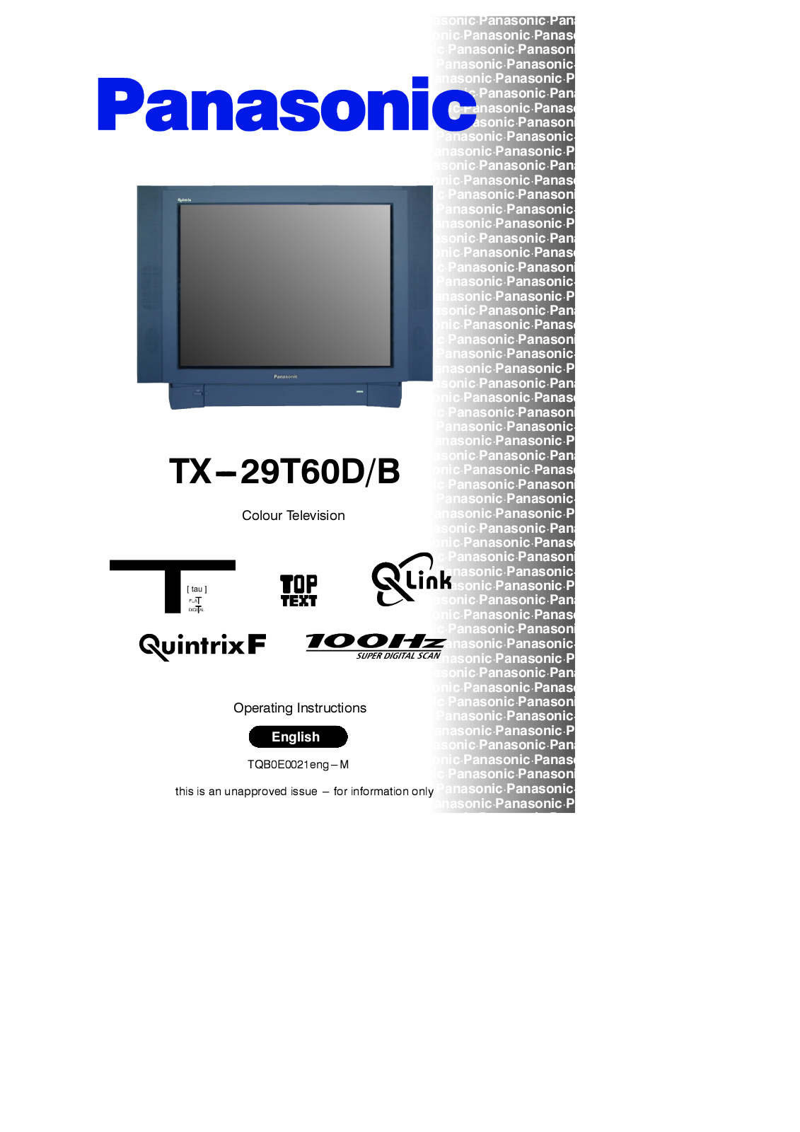 Panasonic TX-29T60DB User Manual