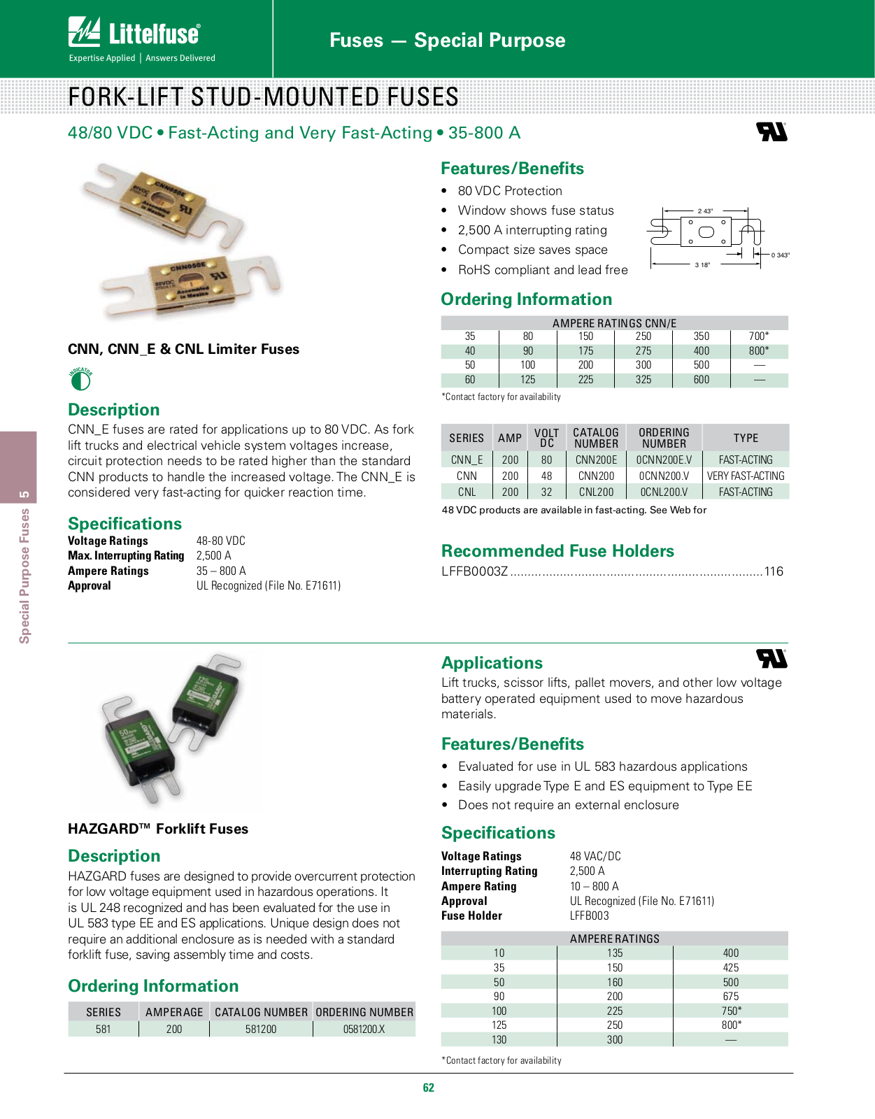 Littelfuse Fork-lift stud-mounted Fuses Catalog Page