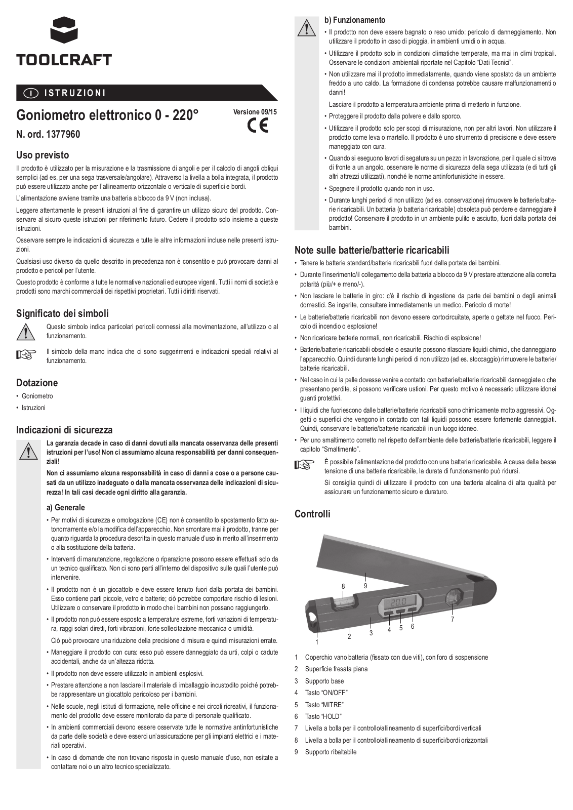 TOOLCRAFT 1377960 Instructions