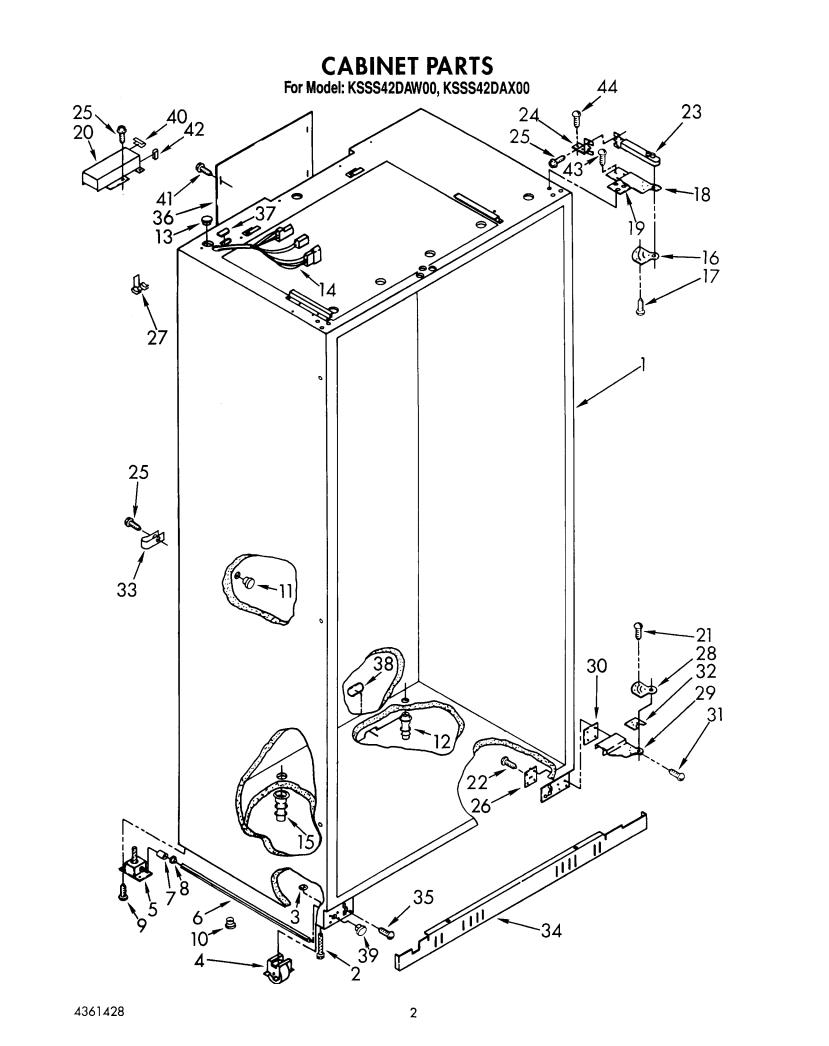 KitchenAid KSSS42DAX00 Parts List