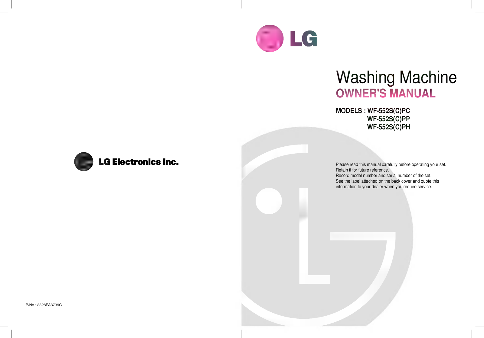 LG WF-552SPH Owner’s Manual