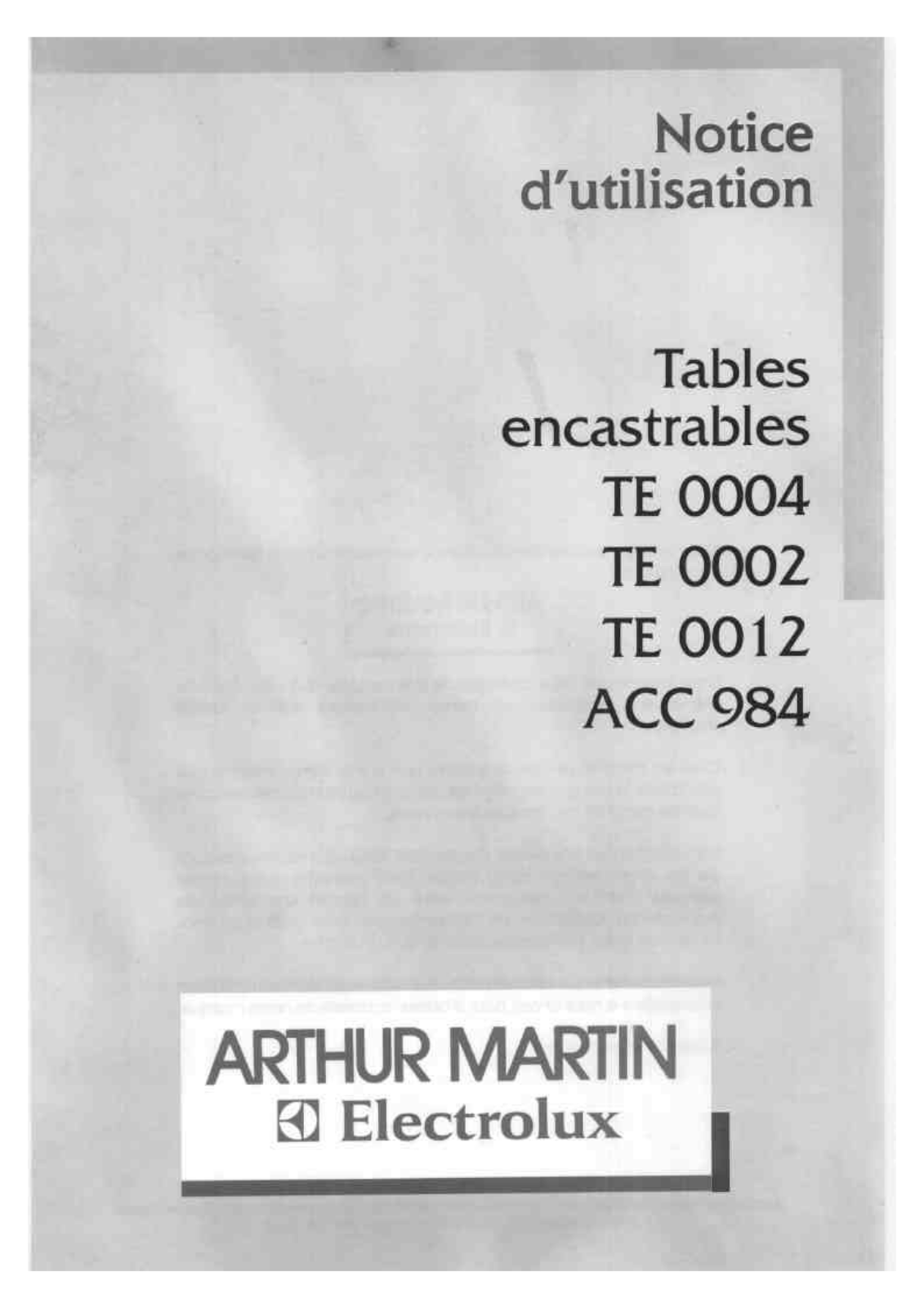 Arthur martin TE0012, acc 984 User Manual