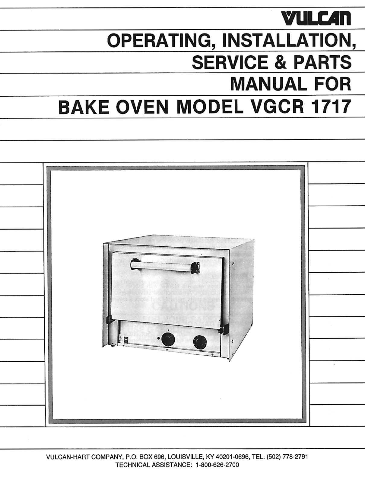 Vulcan Hart VGCR-1717 Service Manual