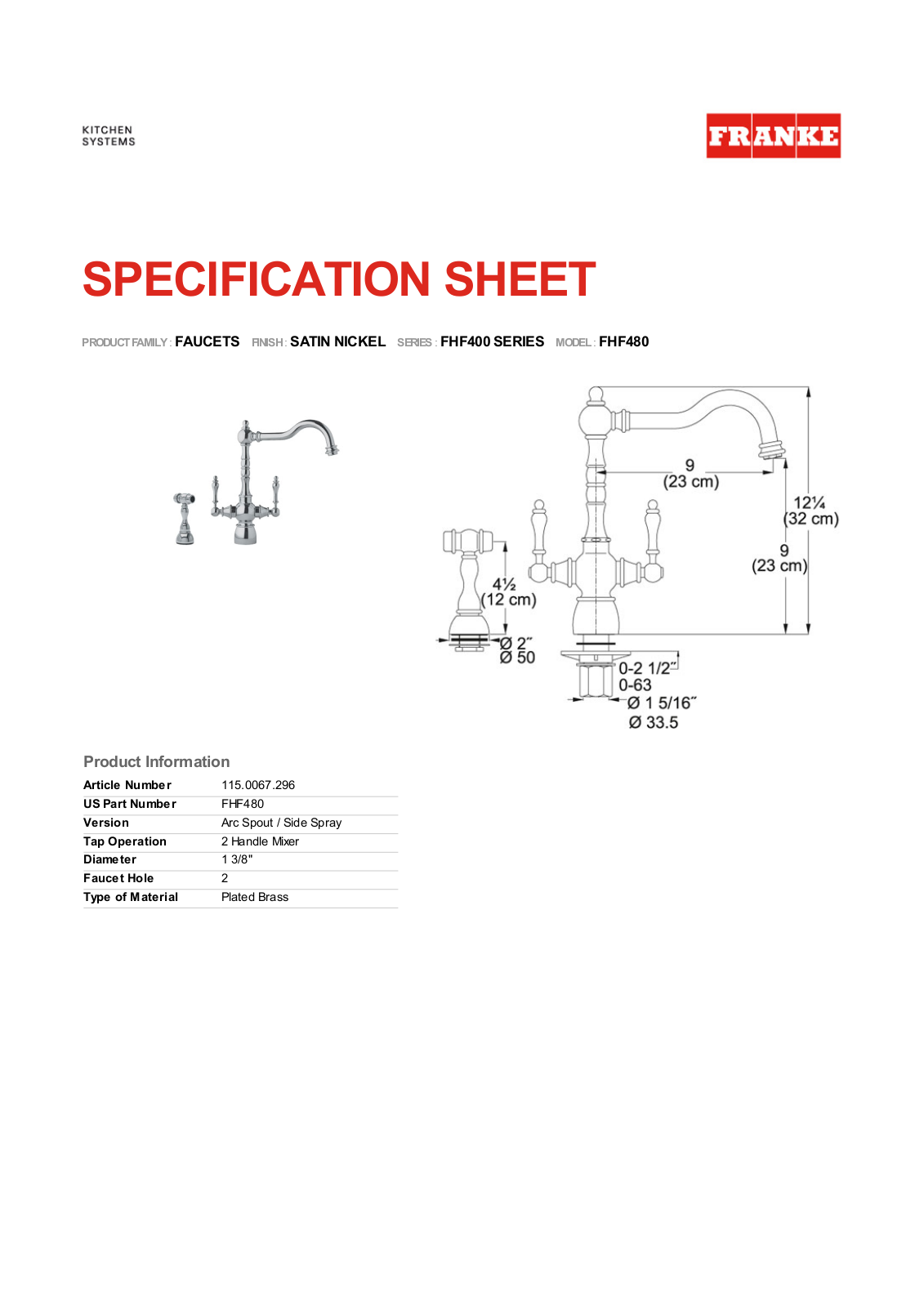 Franke Foodservice FHF480 User Manual