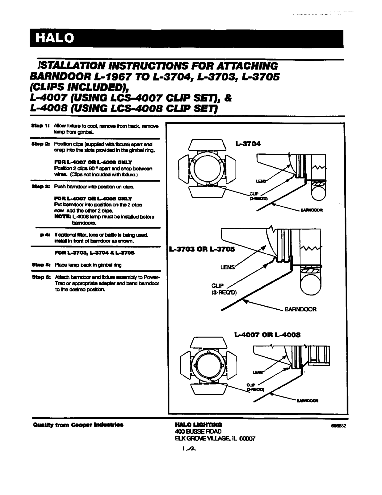 HALO L3704, L3703 Installation Manual