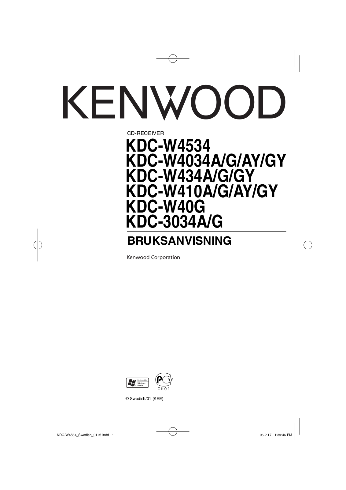 Kenwood KDC-W4034, KDC-W40G, KDC-W434, KDC-3034, KDC-W4534 User Manual