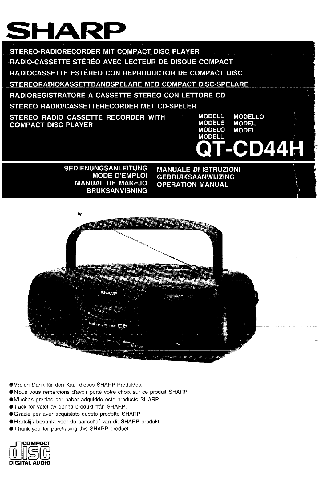 Sharp QT-CD44H User Manual