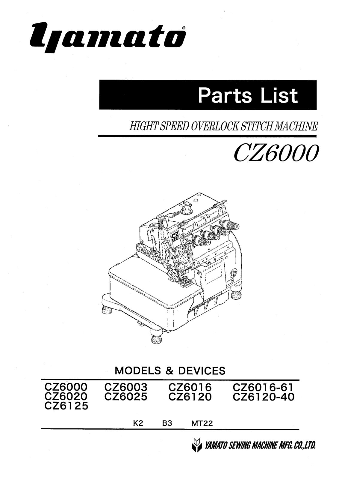 YAMATO CZ6000 Parts List