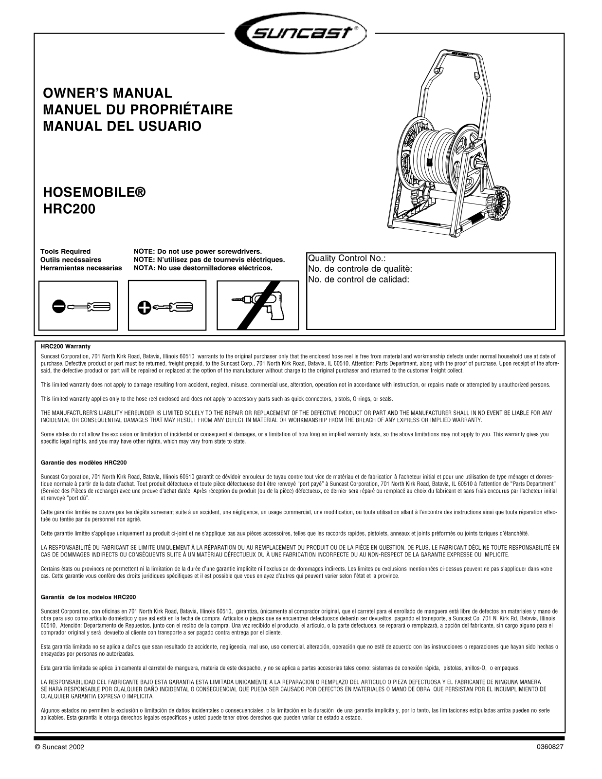 Suncast HRC200 User Manual - ManualMachine.com