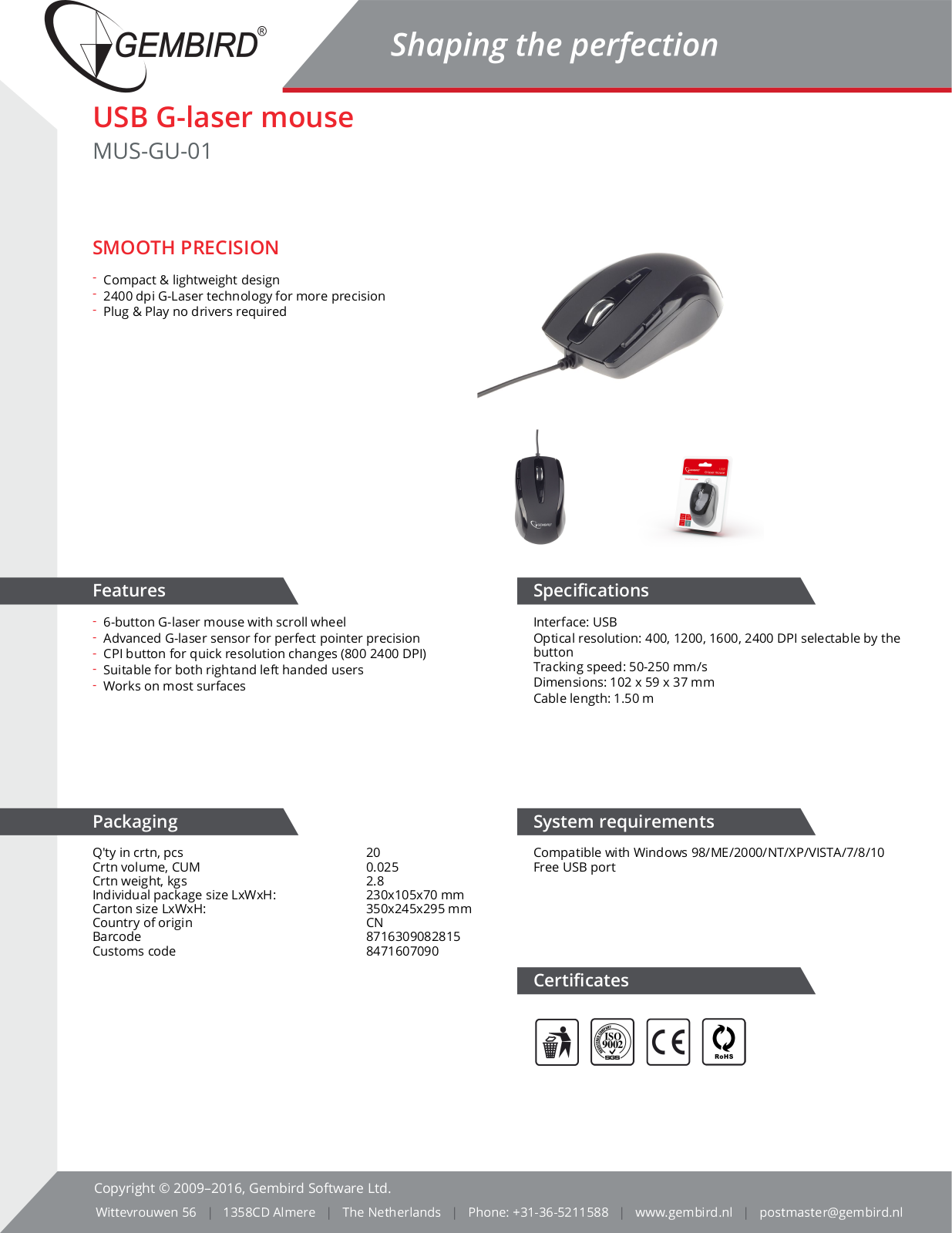 Gembird MUS-GU-01 User Manual