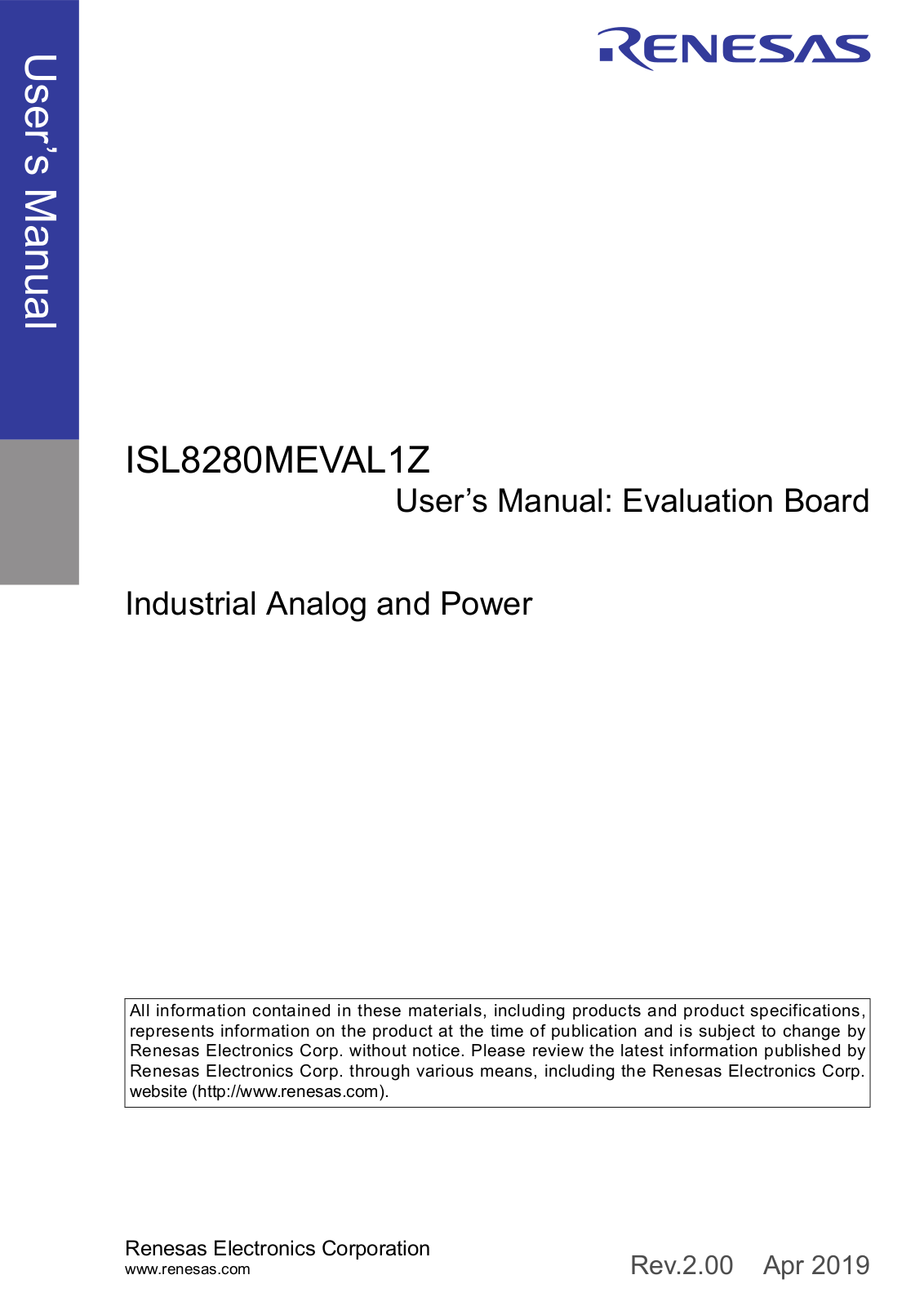 Renesas ISL8280MEVAL1Z User Manual