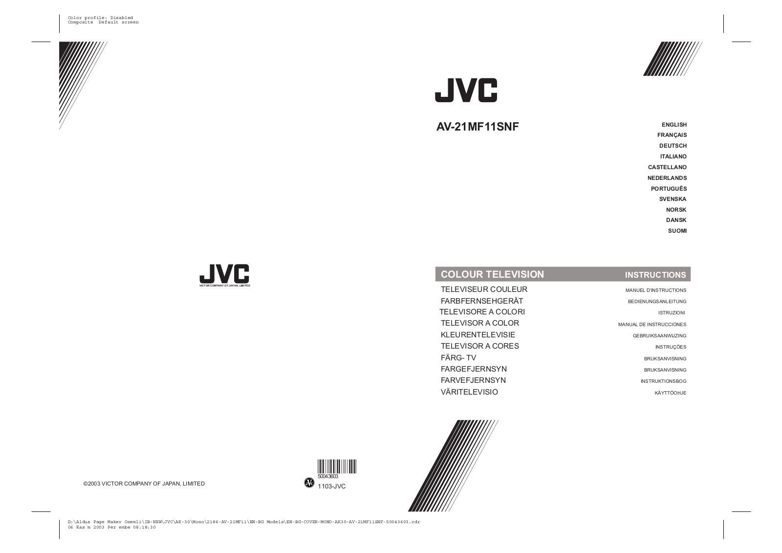 JVC AV-21MF11SNF User Manual