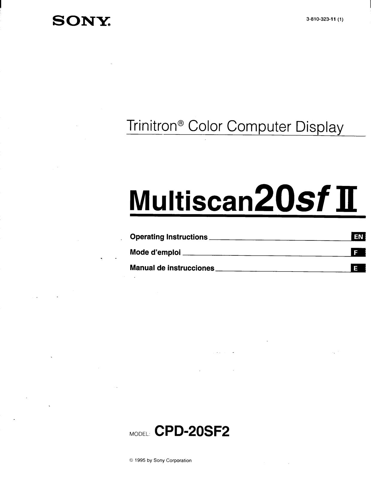 Sony CPD-20SF2 Operating Manual