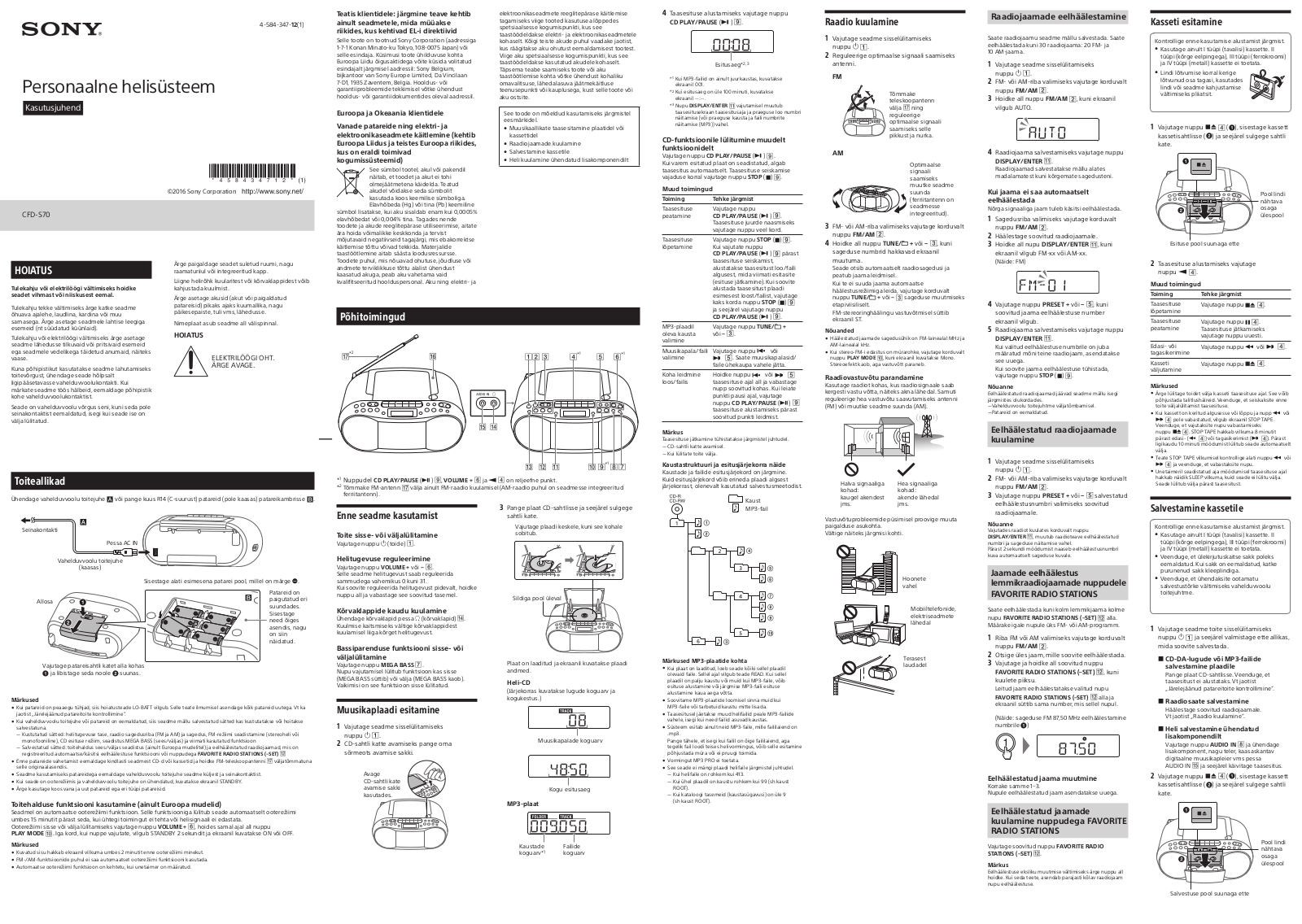 Sony CFD-S70 User Manual