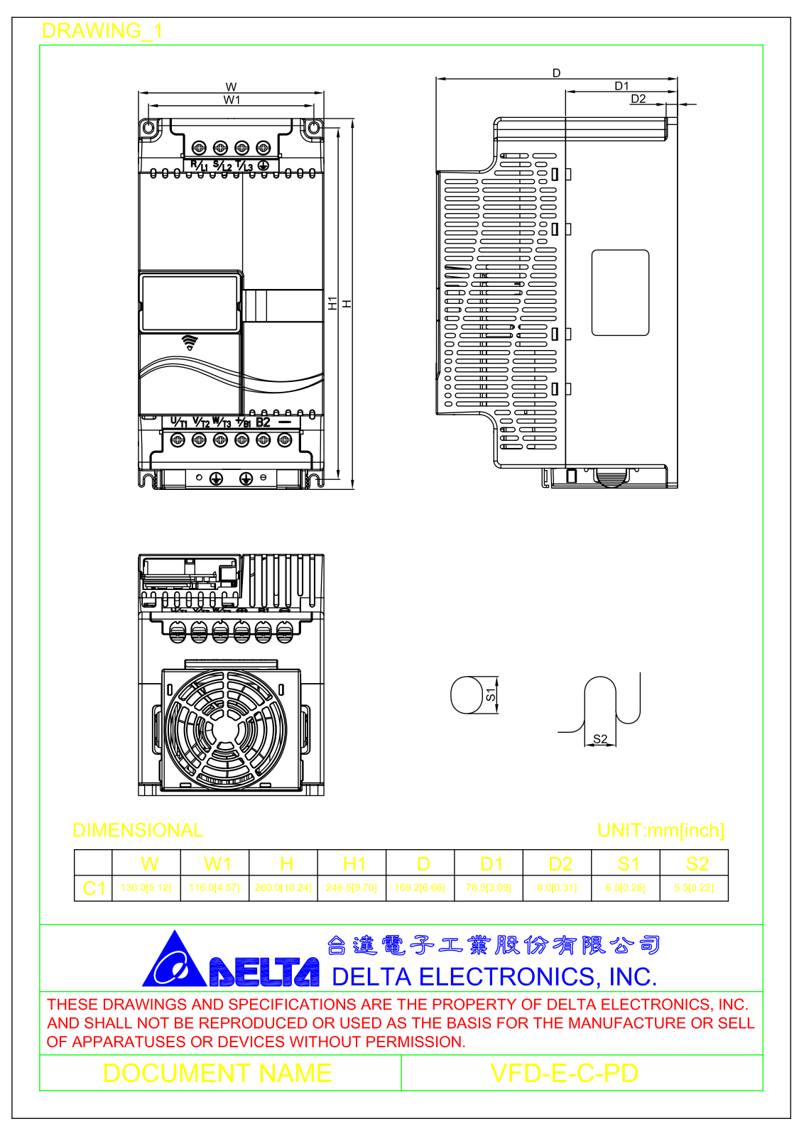 Delta Products VFD-E-C-PD Dimensional Sheet