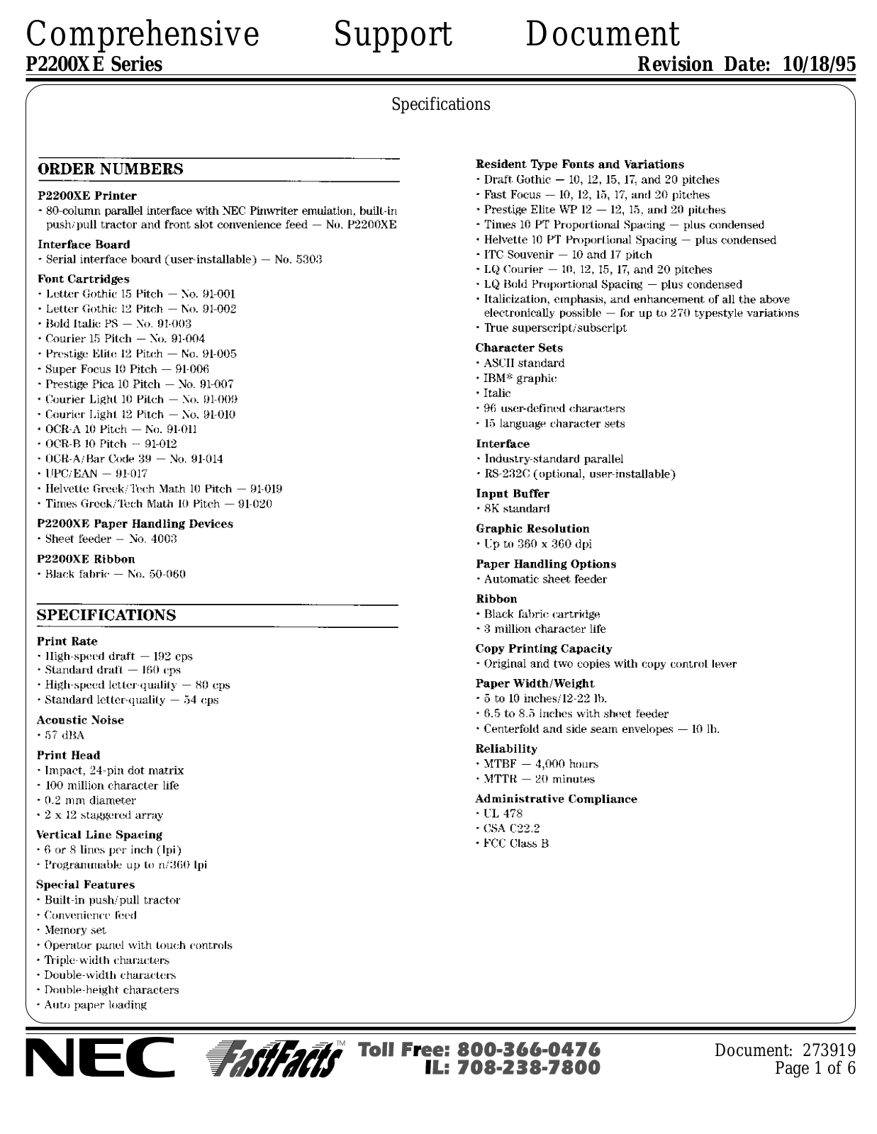 NEC Pinwriter P2200XE User Guide