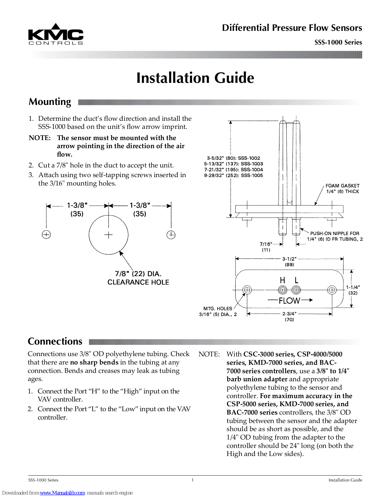 KMC Controls SSS-1000 Series Installation Manual