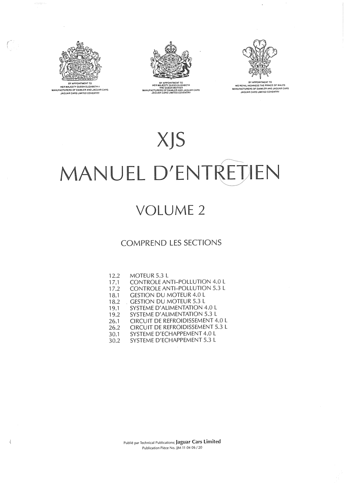 JAGUAR XJS User Manual