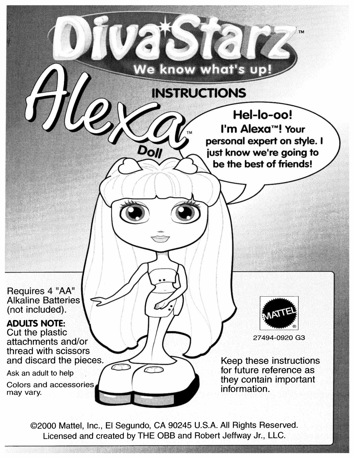 Mattel ALIXA DOLL 27494-0920 G3 User Manual