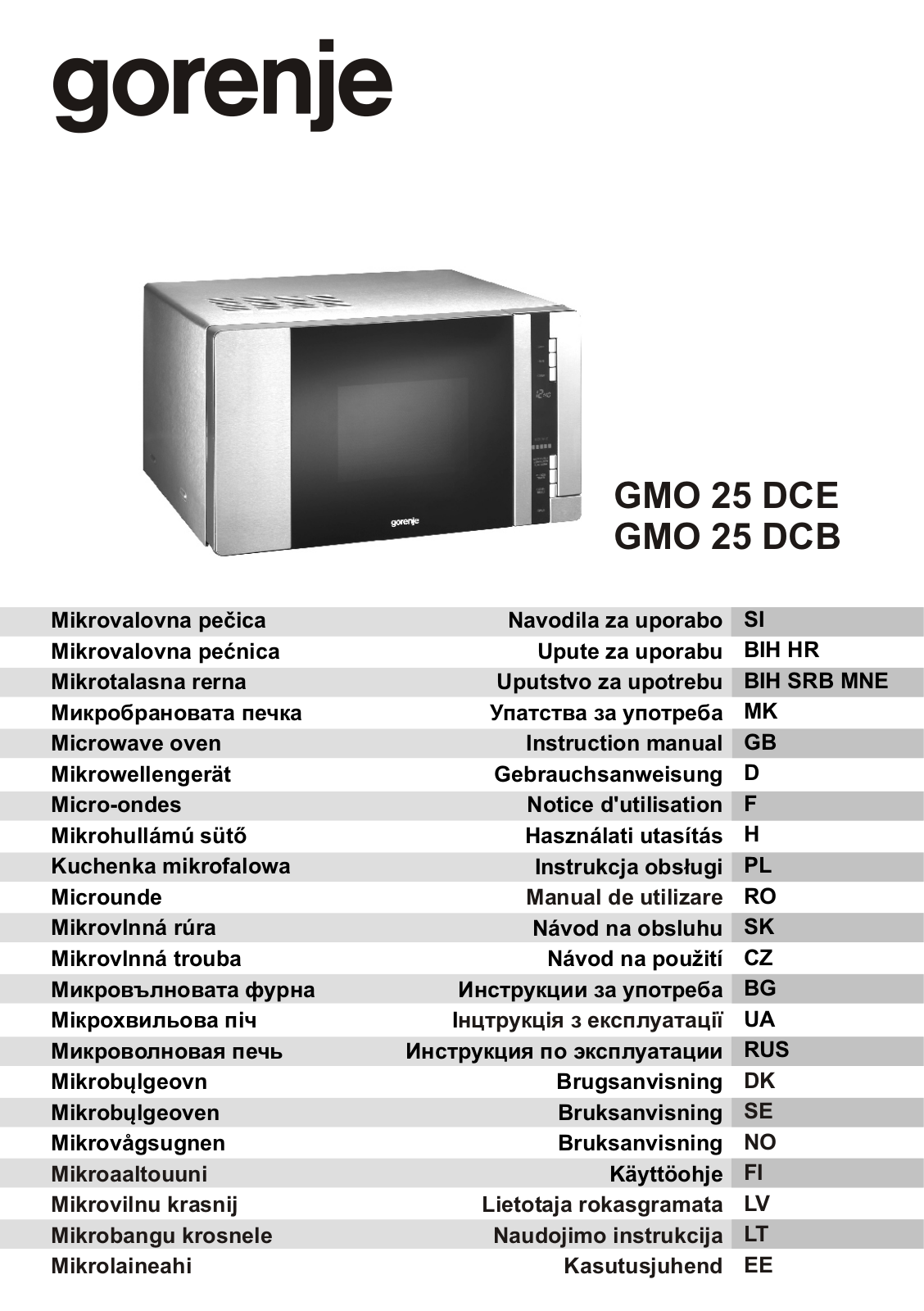 Gorenje GMO-25 DCB User Manual