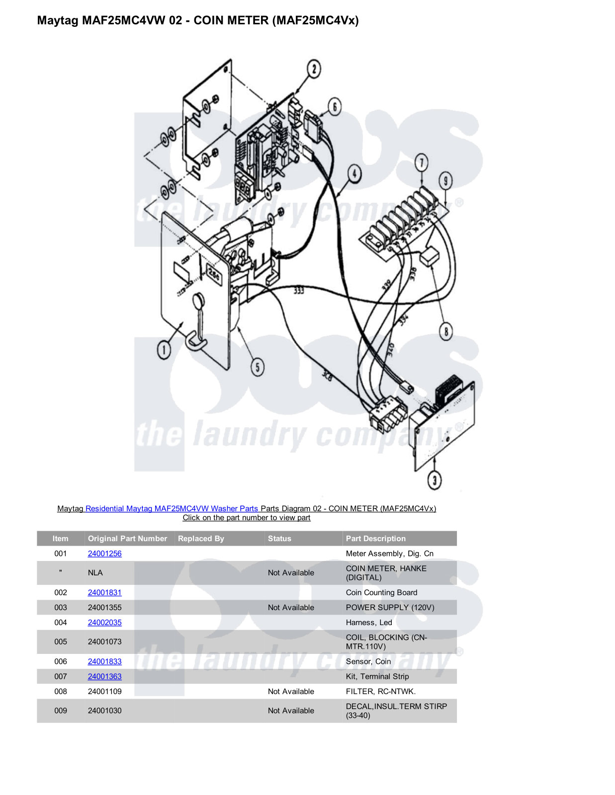 Maytag MAF25MC4VW Parts Diagram