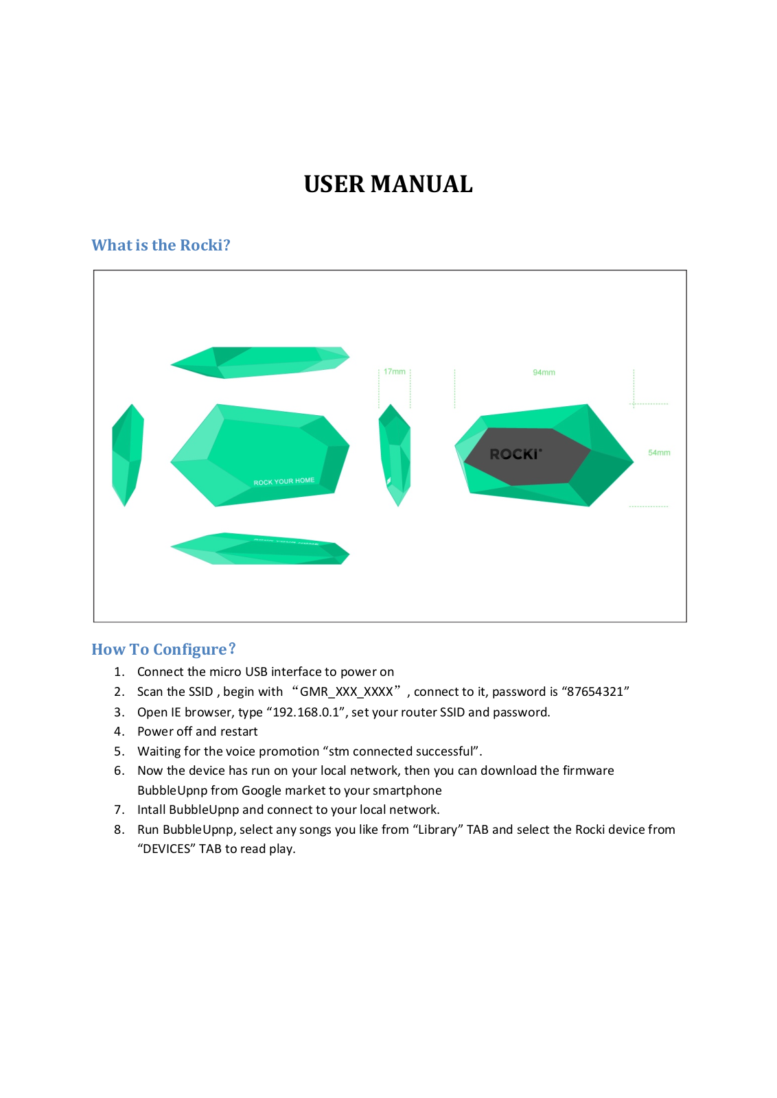 ROCKI RCK1100 User Manual