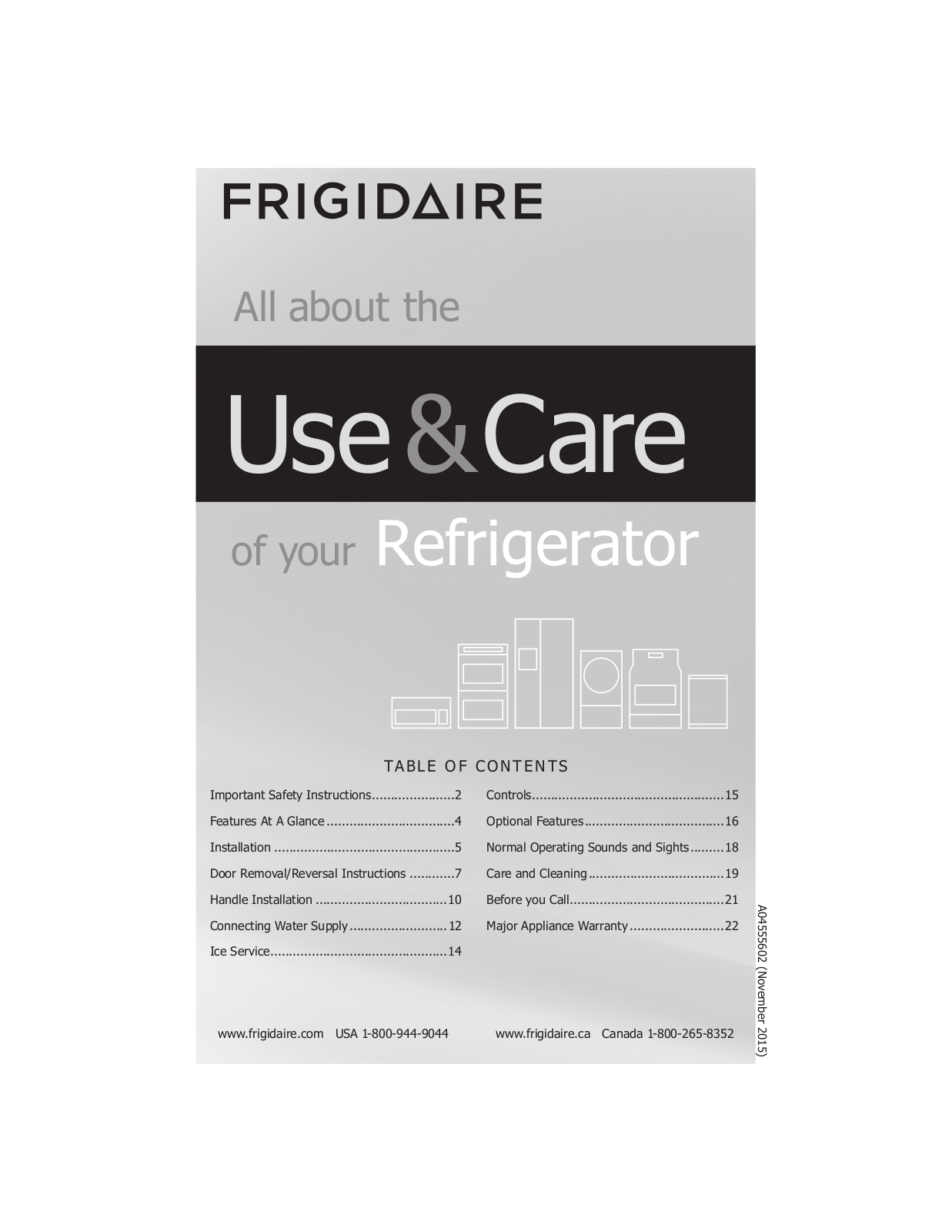 Frigidaire FFTR1821TS2, FFTR1821TS0, FFTR1821TM2, FFTR1821TF2, FFTR1821TF0 Owner’s Manual