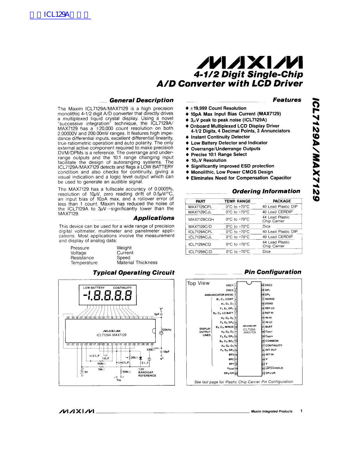 MAXIM MAX7129 User Manual