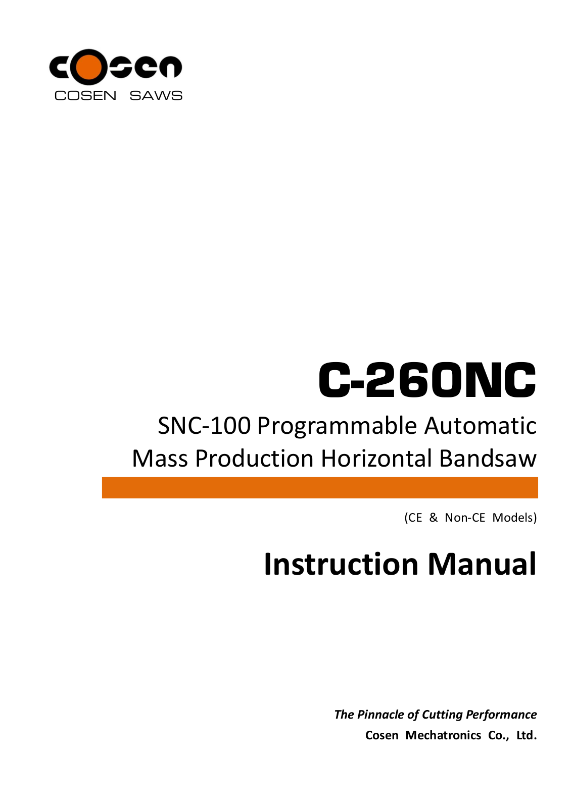 Cosen C-260NC User guide - ManualMachine.com