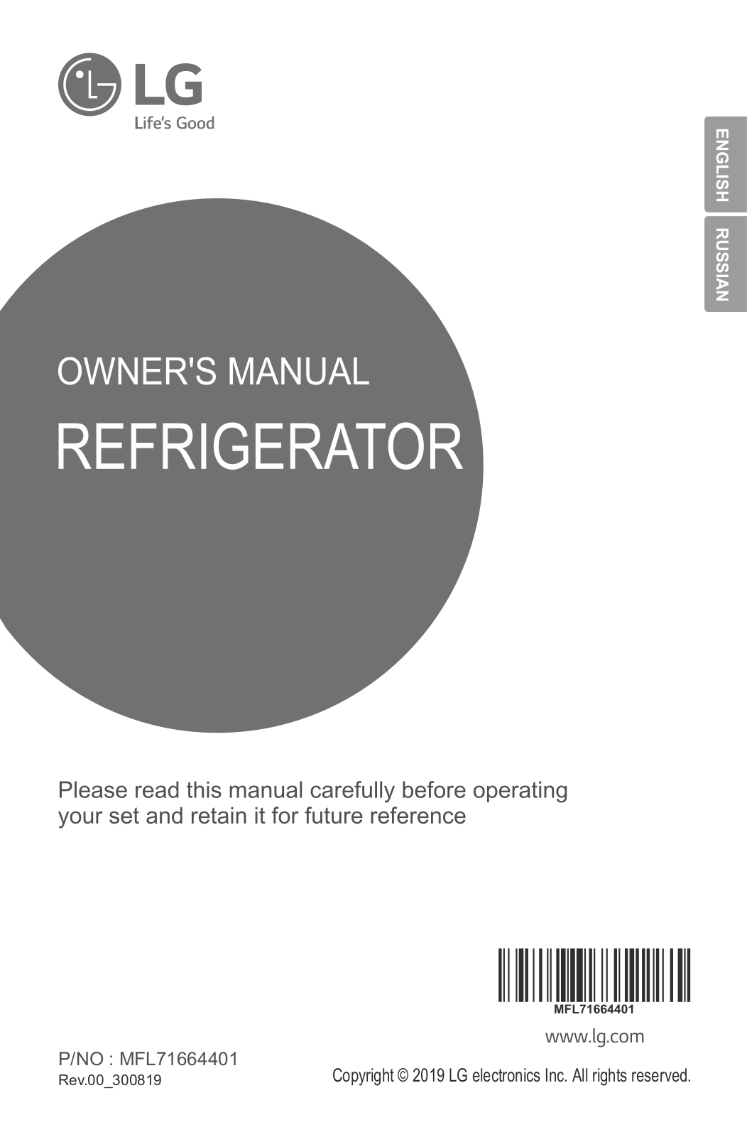 LG GR-F679HLHN Owner’s Manual