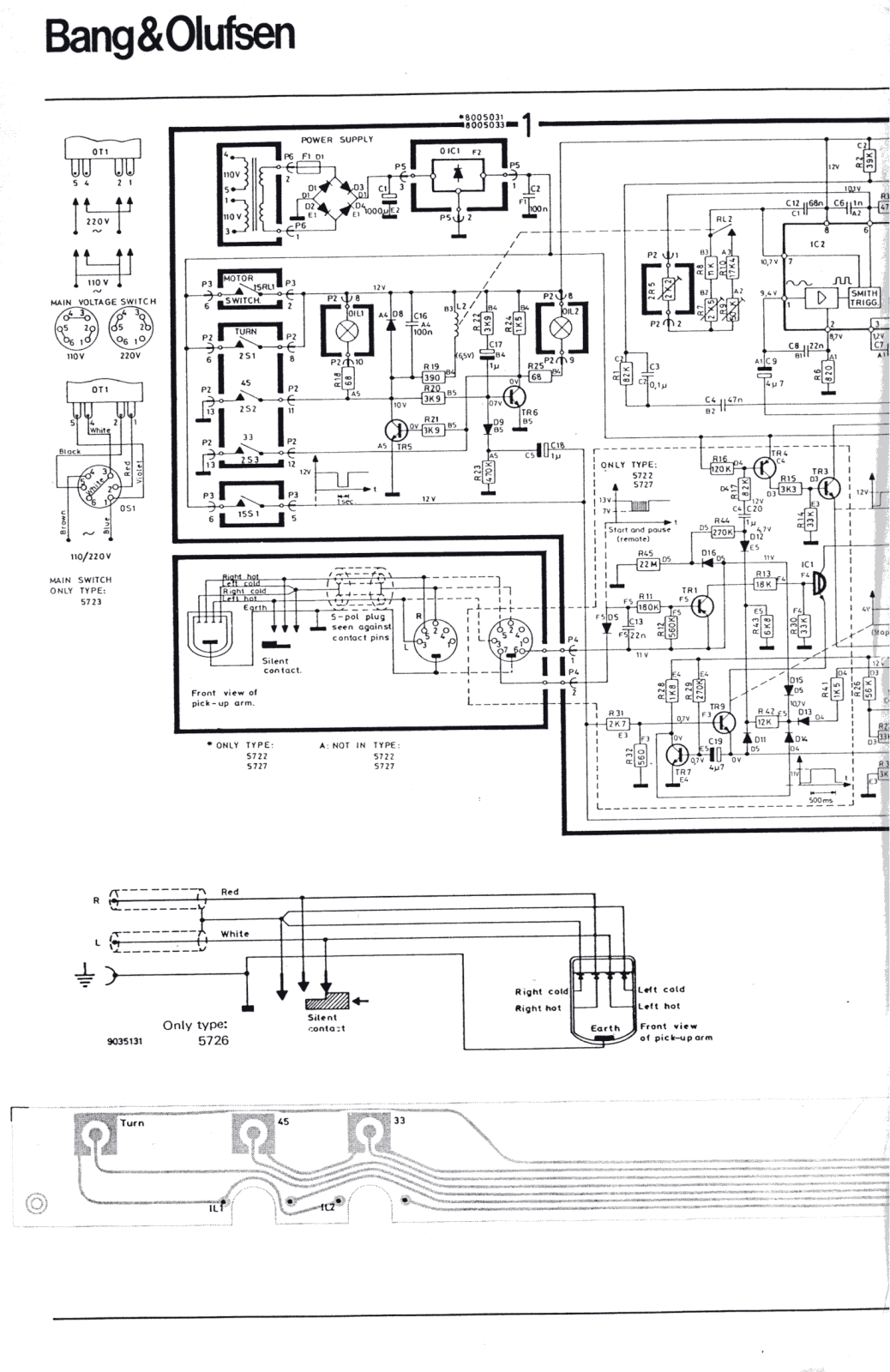 Bang and Olufsen Beogram 2200 Schematic