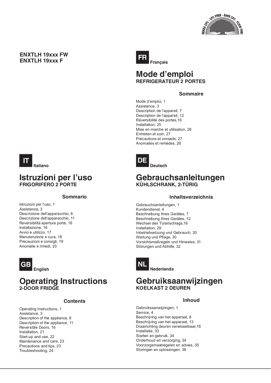 HOTPOINT ENXTLH 19202 F, ENXTLH 19262 FW User Manual