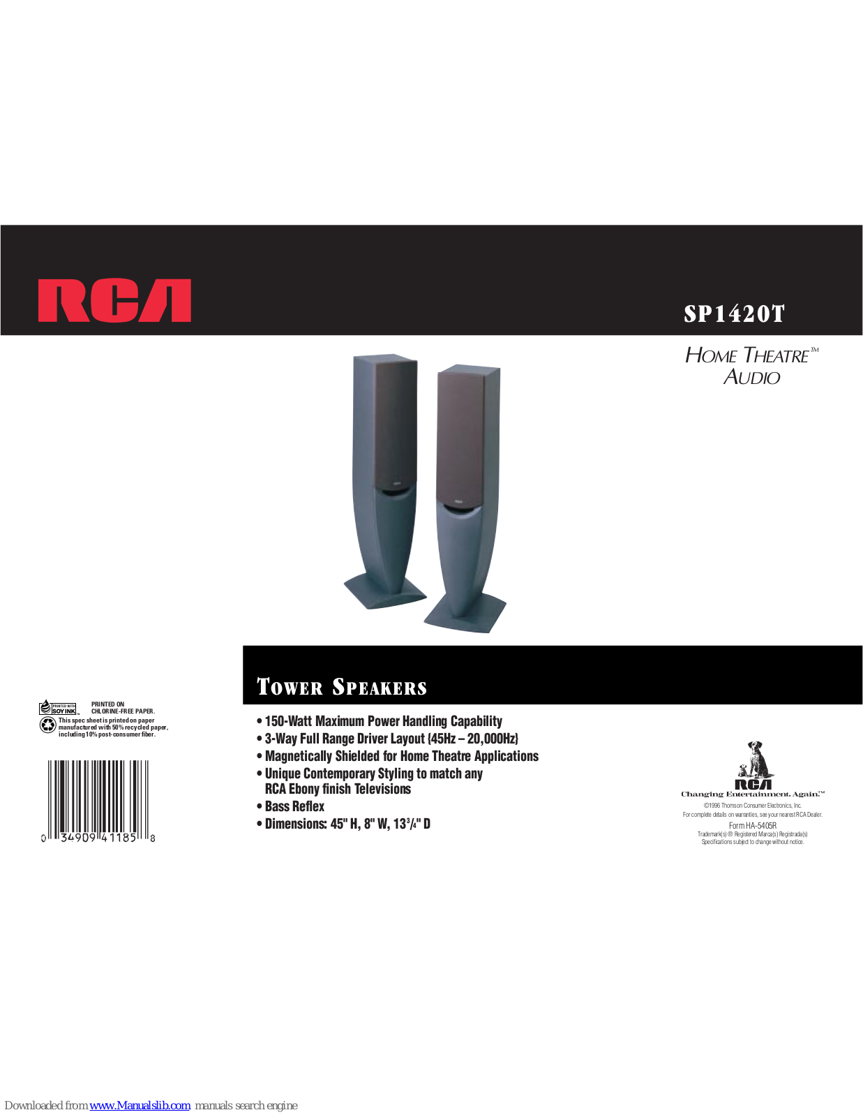 RCA SP1420, SP1420T Features