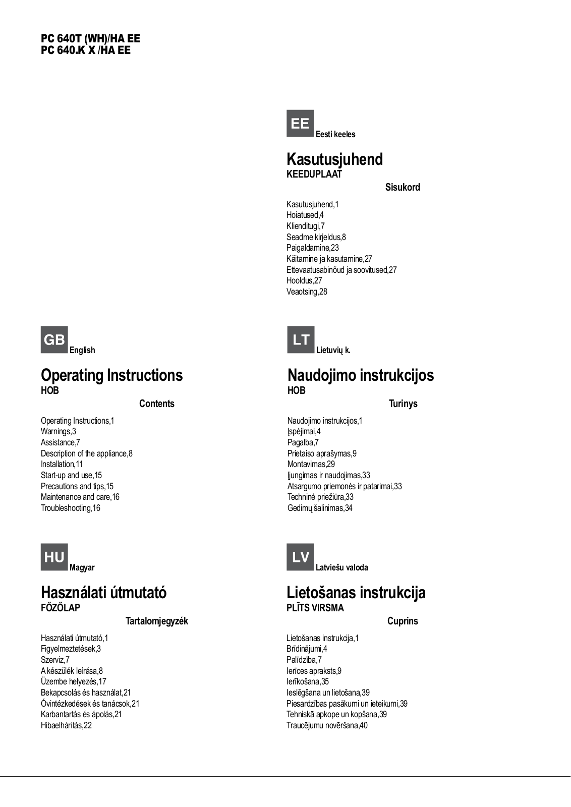 Hotpoint PC 640.K X/HA EE User Manual