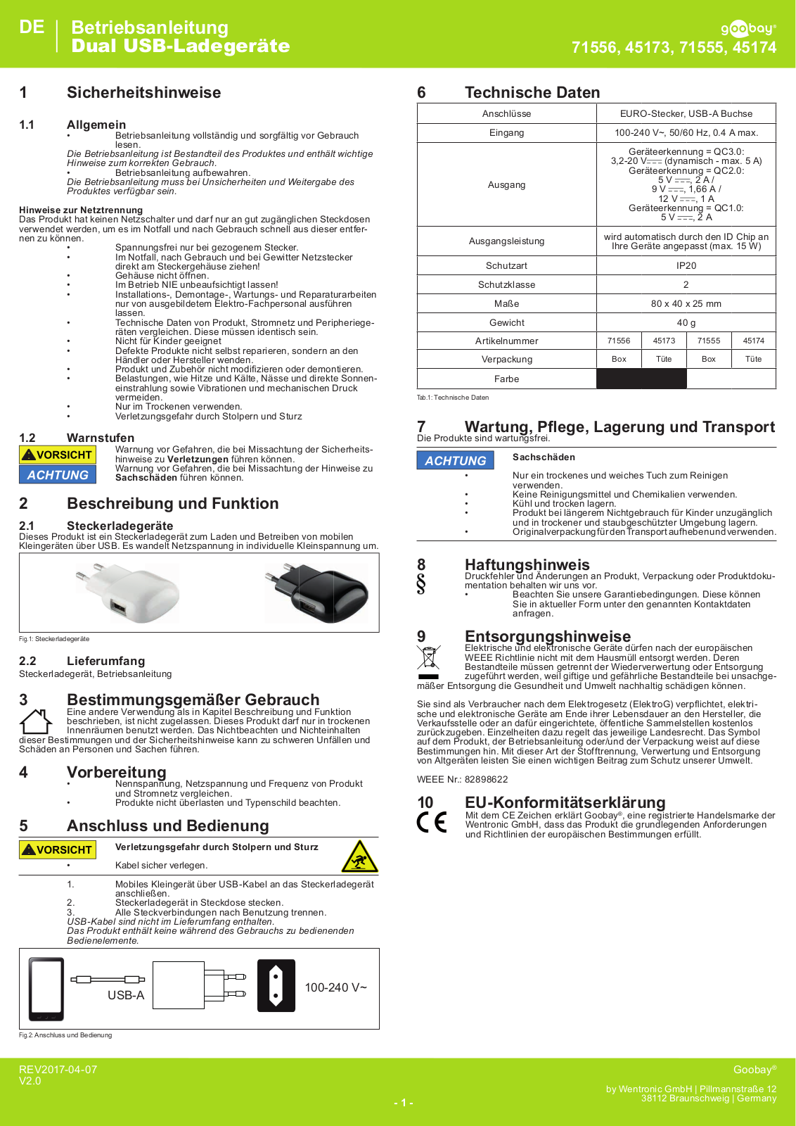 Goobay 71556, 45173, 71555, 45174 User manual