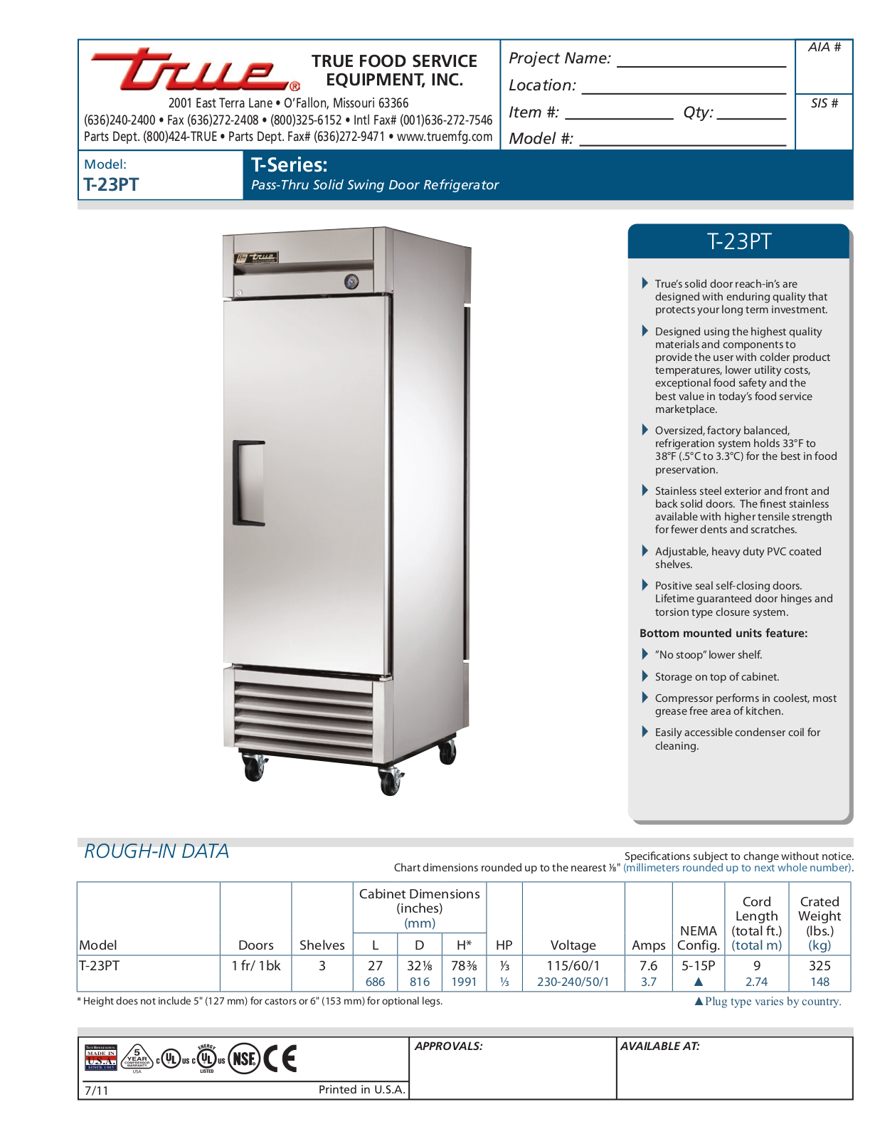 True T-23PT User Manual