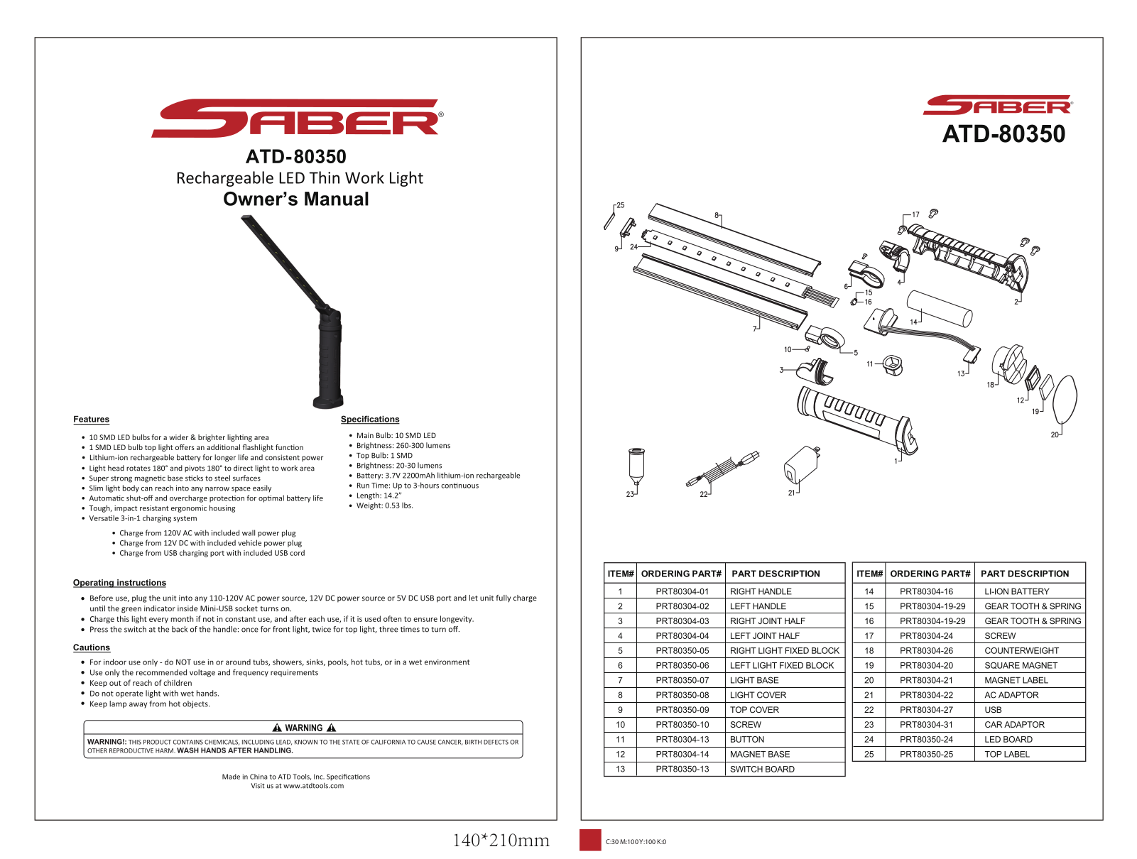 ATD Tools ATD-80350 User Manual