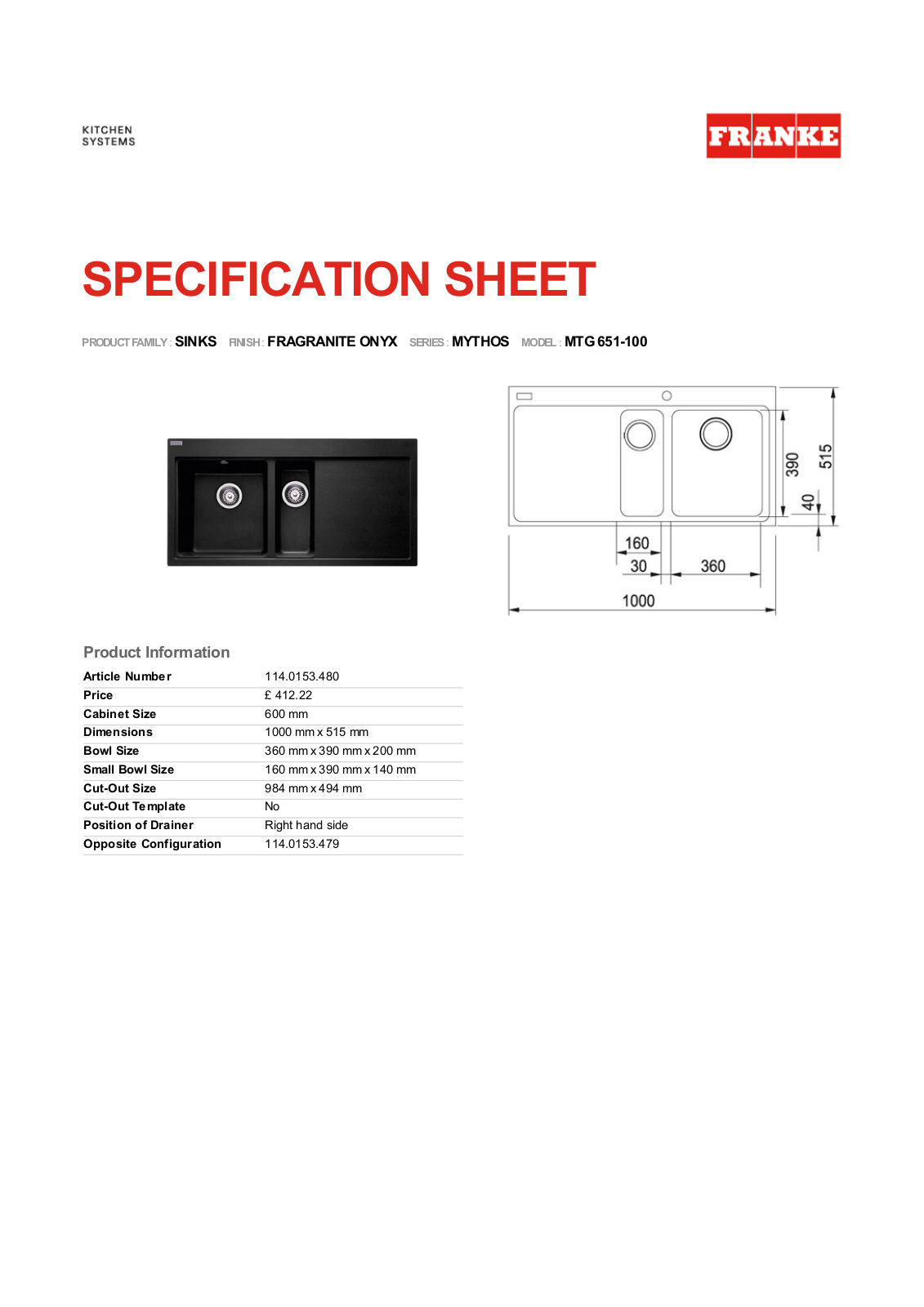 Franke Foodservice MTG 651-100 User Manual