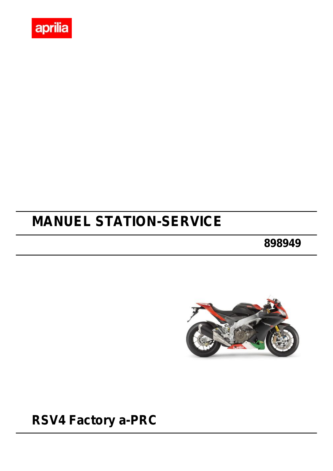 APRILIA RSV4 APRC Factory User Manual