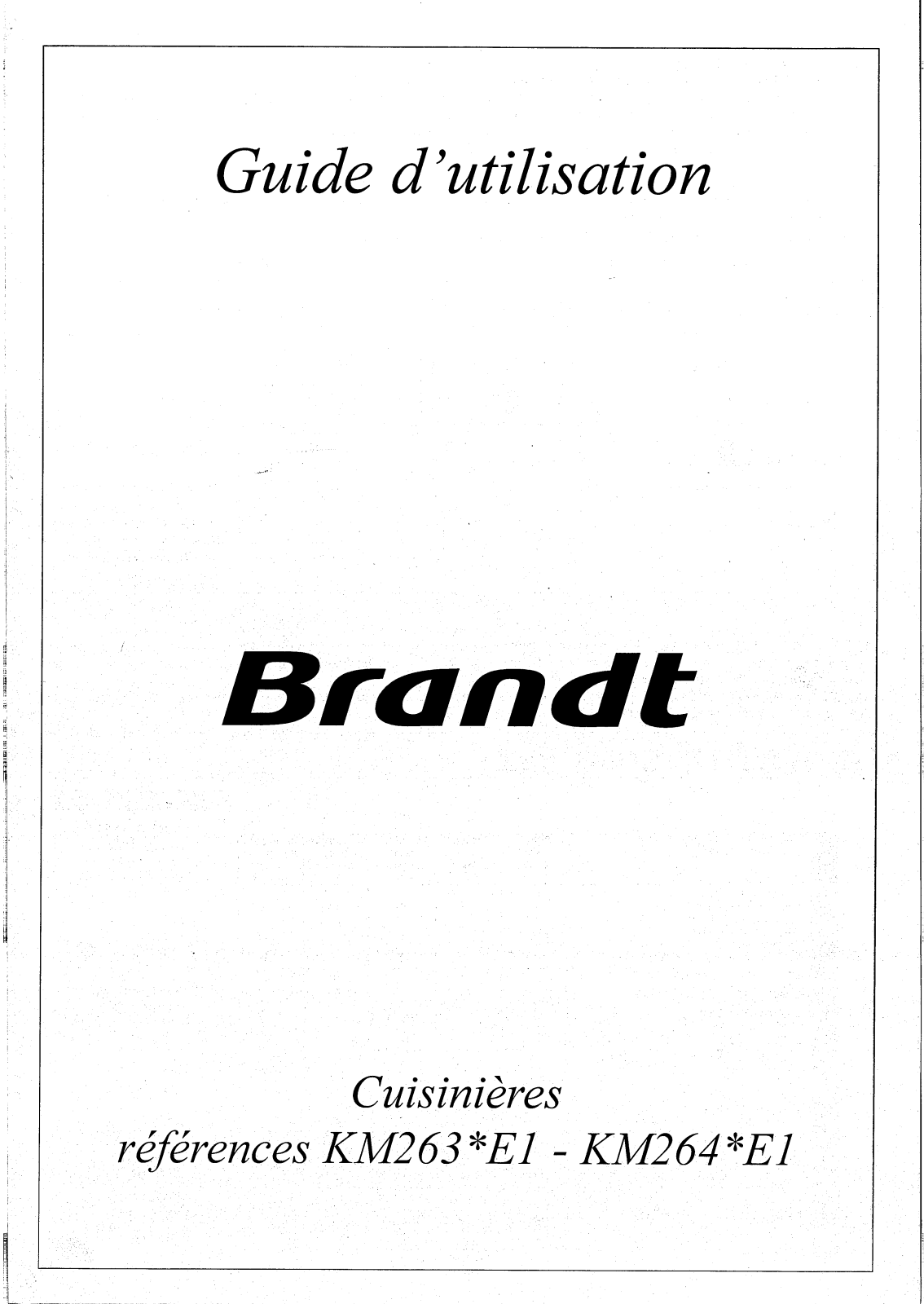 BRANDT KM264WE1, KM263WE1 User Manual