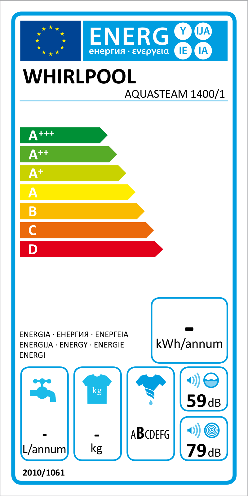 Whirlpool STEAM 1400 Energy label