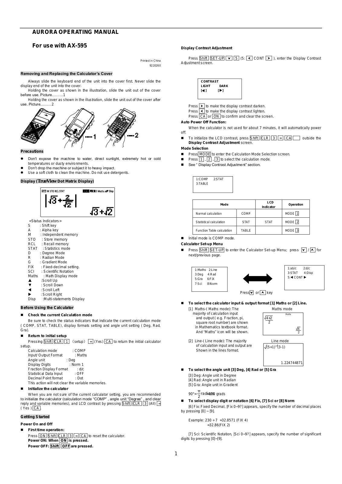 Aurora AX-595TV User Manual