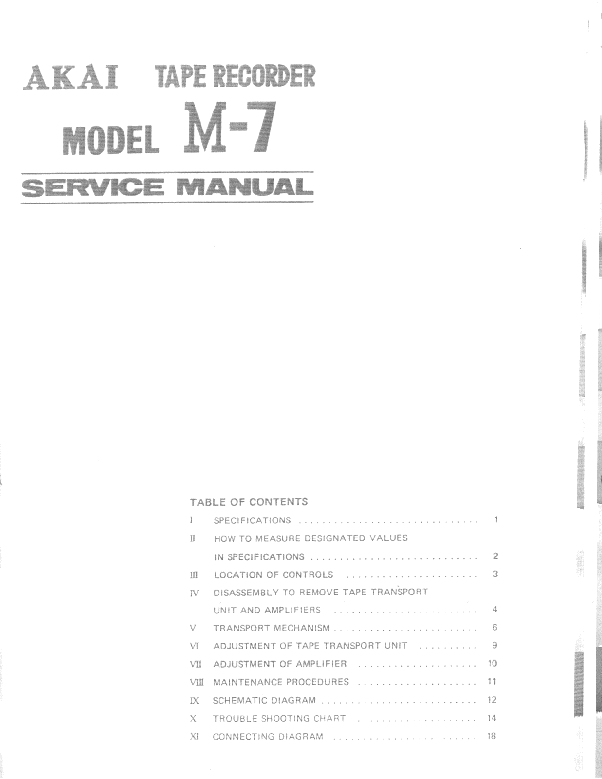 Akai M-7 Service manual
