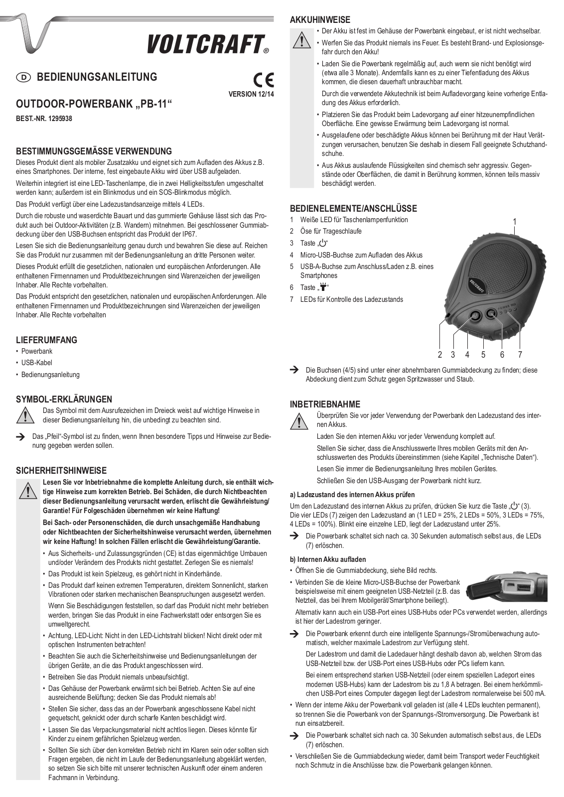 VOLTCRAFT PB-11 Operating Instructions