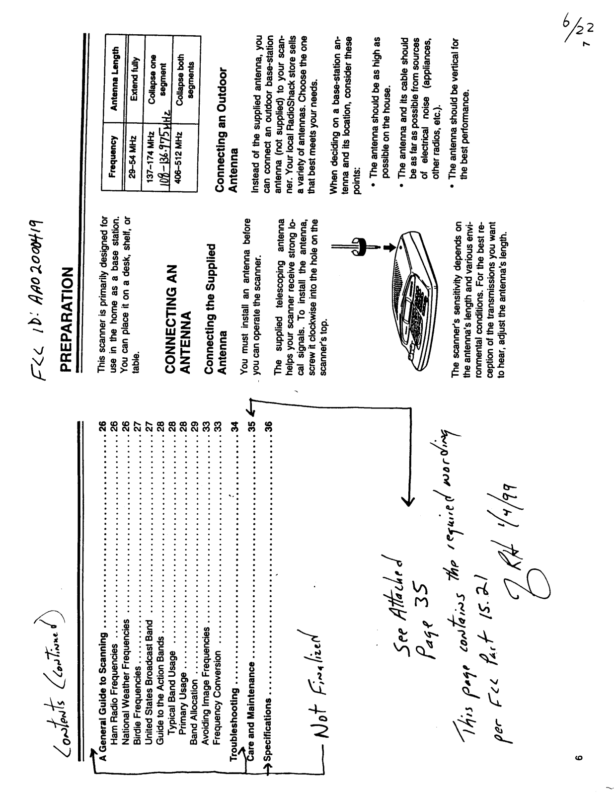 Radio Shack 2000419 Supplemental Information