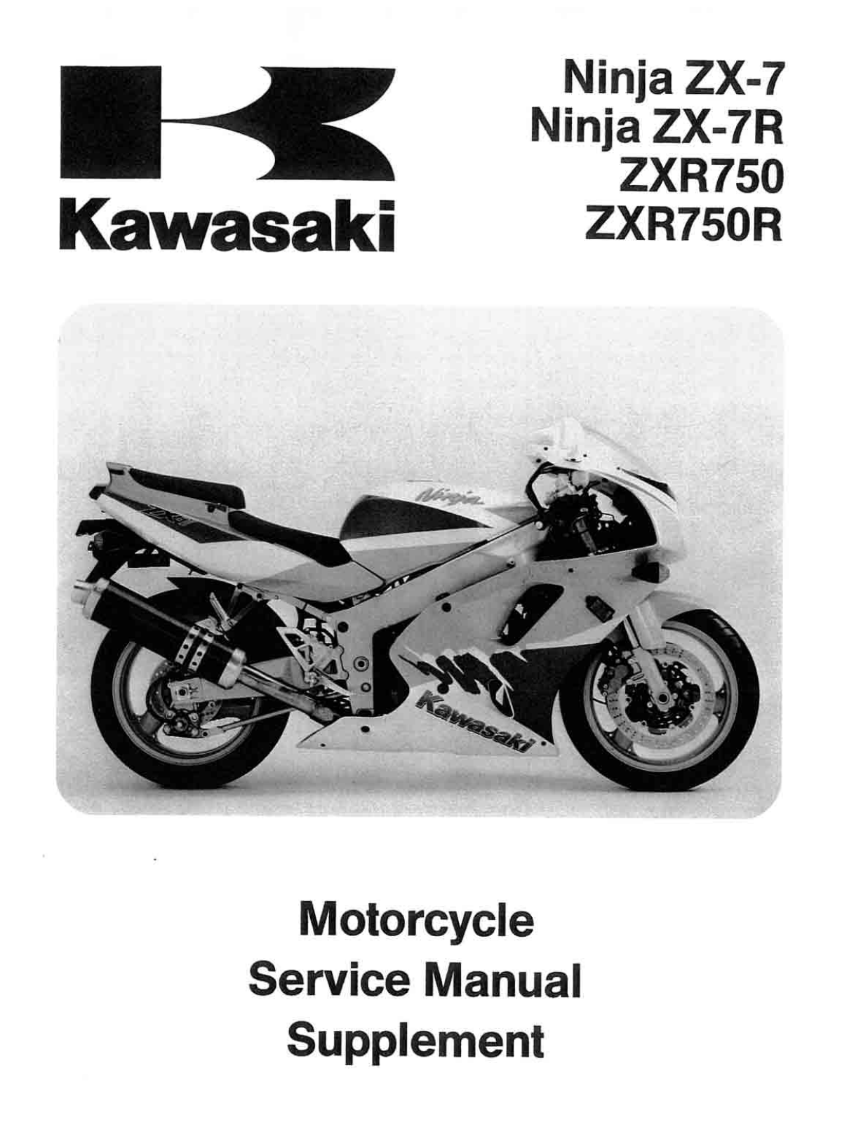 KAWASAKI Ninja ZX-7 1993-1995, Ninja ZX-7R 1993-1995, ZXR750 1993-1995, ZXR750R 1993-1995 SERVICE MANUAL
