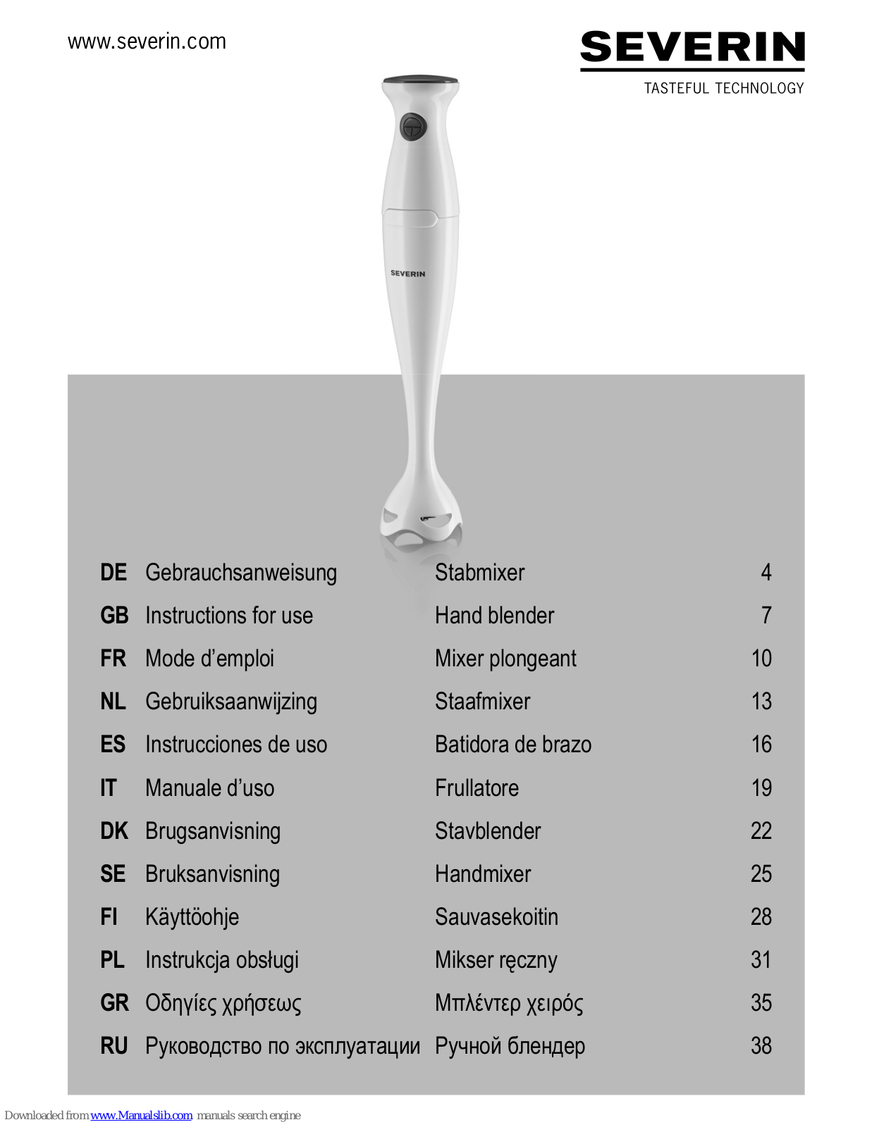 SEVERIN SM 3736 Instructions For Use Manual