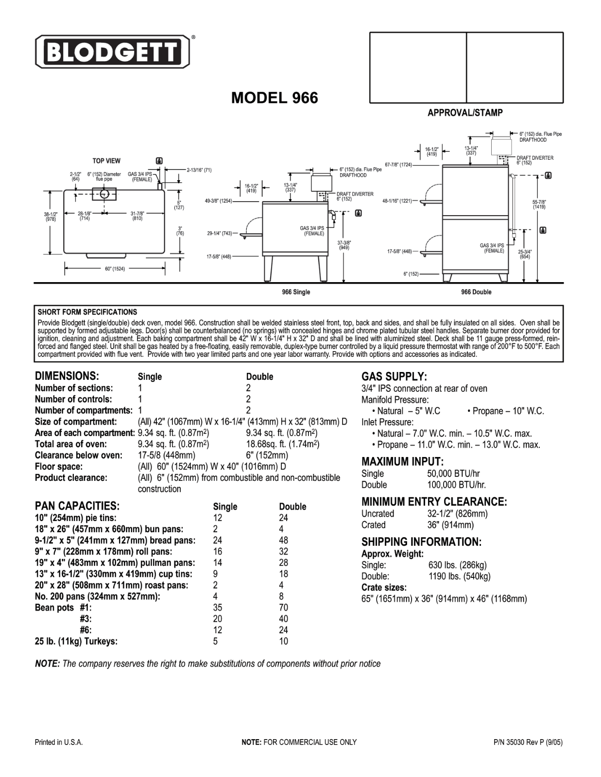 Blodgett 966 General Manual