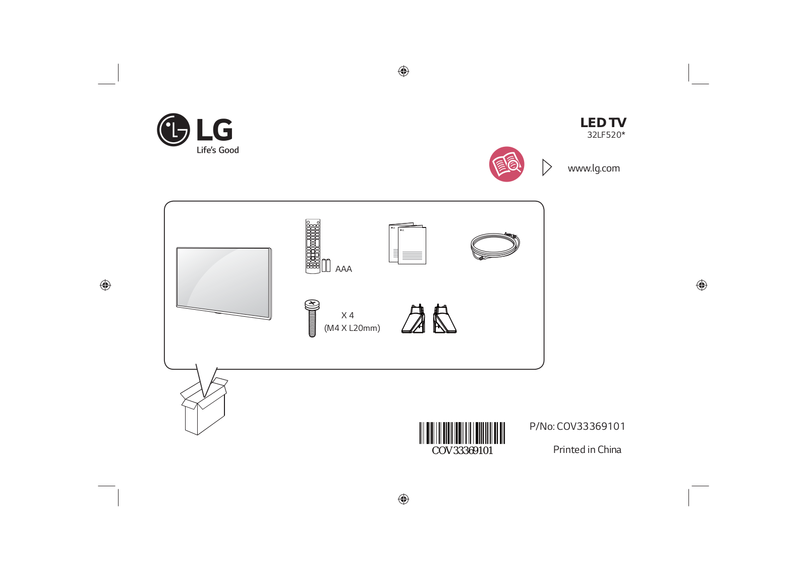 LG 32LF520A Abridged Installation Guide