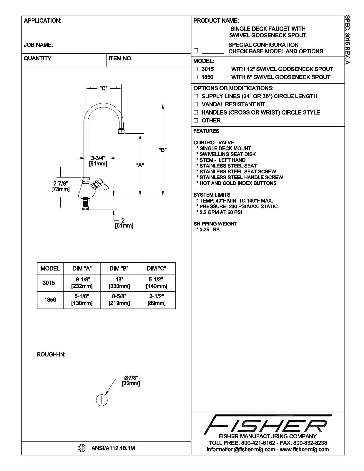 Fisher Manufacturing 1856 User Manual